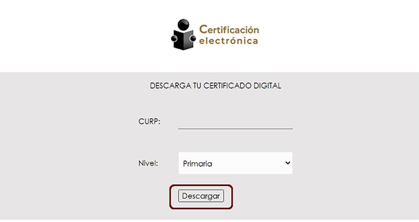 Descarga certificado online sep